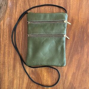 Olive Green Leather Crossbody Bag